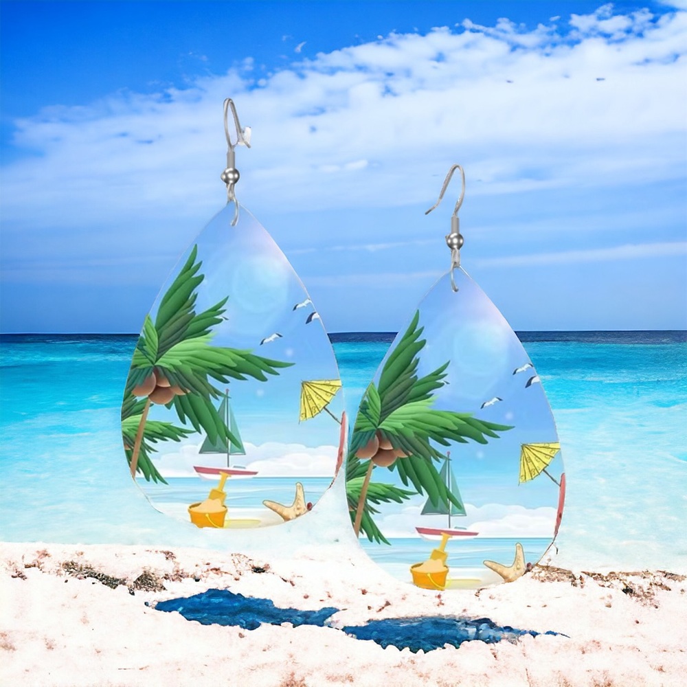 1 pair Hawaii faux leather tear drop shape dangle earrings
Faux fashion jewelry - Picture 1 of 7